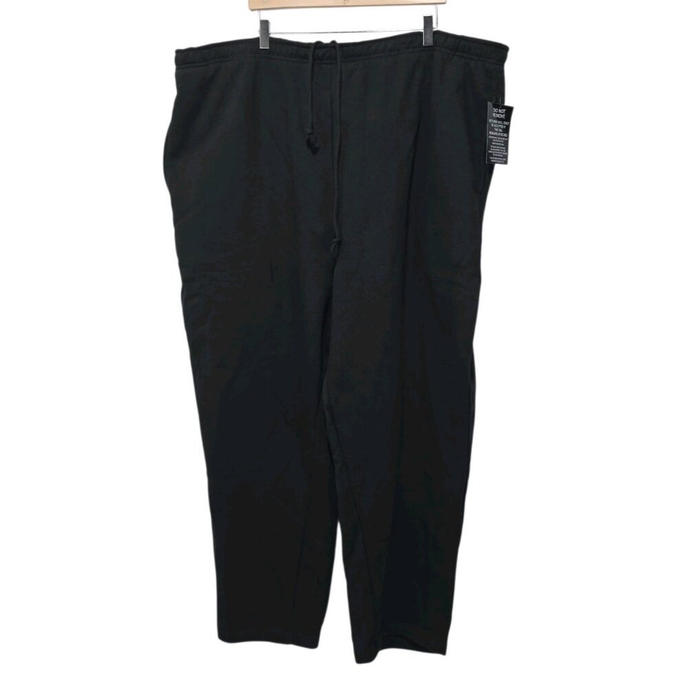 King Size Black Fleece Open-Bottom Sweatpants Men's 4XL (48-50 Waist) 31" Inseam